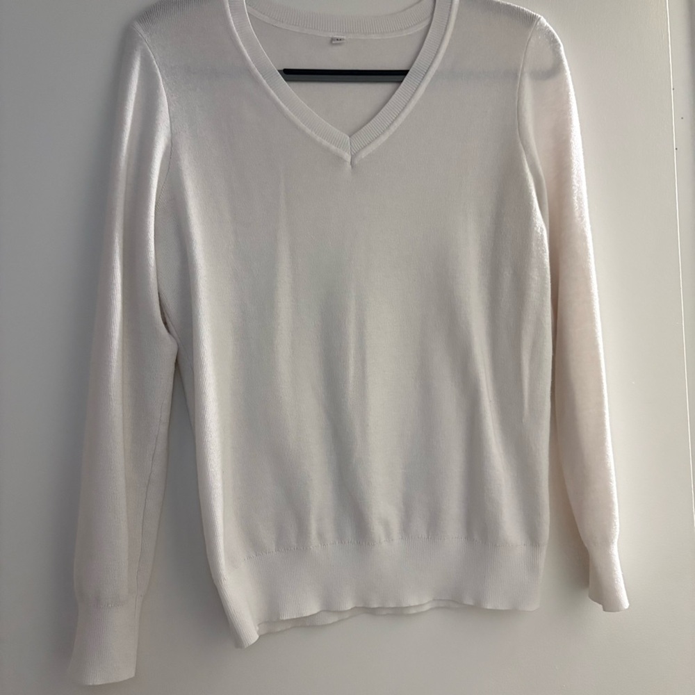 White V-Neck Sweater